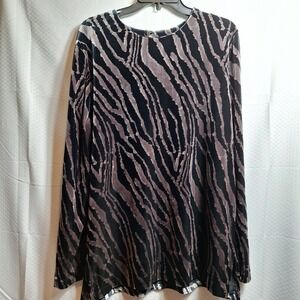 SAG HARBOR Burnout Velvet Animal Print Tunic Top Sz L Dark Romantic Whimsigoth